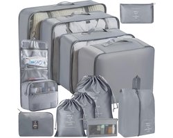 12-Delige Koffer Organizer Set voor Reizen - Inclusief Tassen en Kubussen
