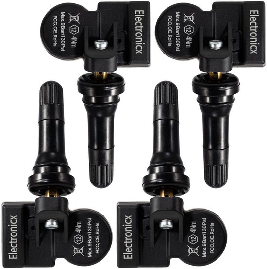 4x TPMS RDKS Bandenspanning Sensoren Rubber Klep 433Mhz Universeel Compatibel