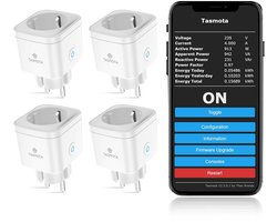Smart Wifi Stopcontact met Stroommeter (4 Stuks) - Compatibel met Home Assistant, MQTT, Alexa - 16A