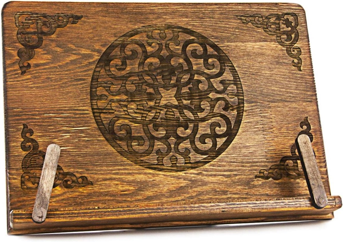 Verstelbare Houten Boekenstandaard Vintage Stijl voor Kookboeken en Tablets