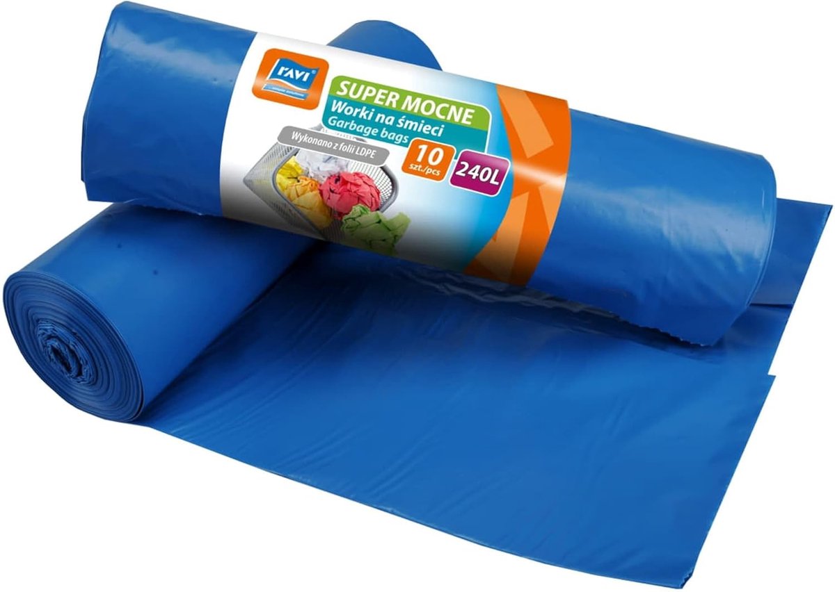 Stevige Afvalzakken 240 Liter - 10 Stuks LDPE - Grote Steekvaste Vuilniszakken