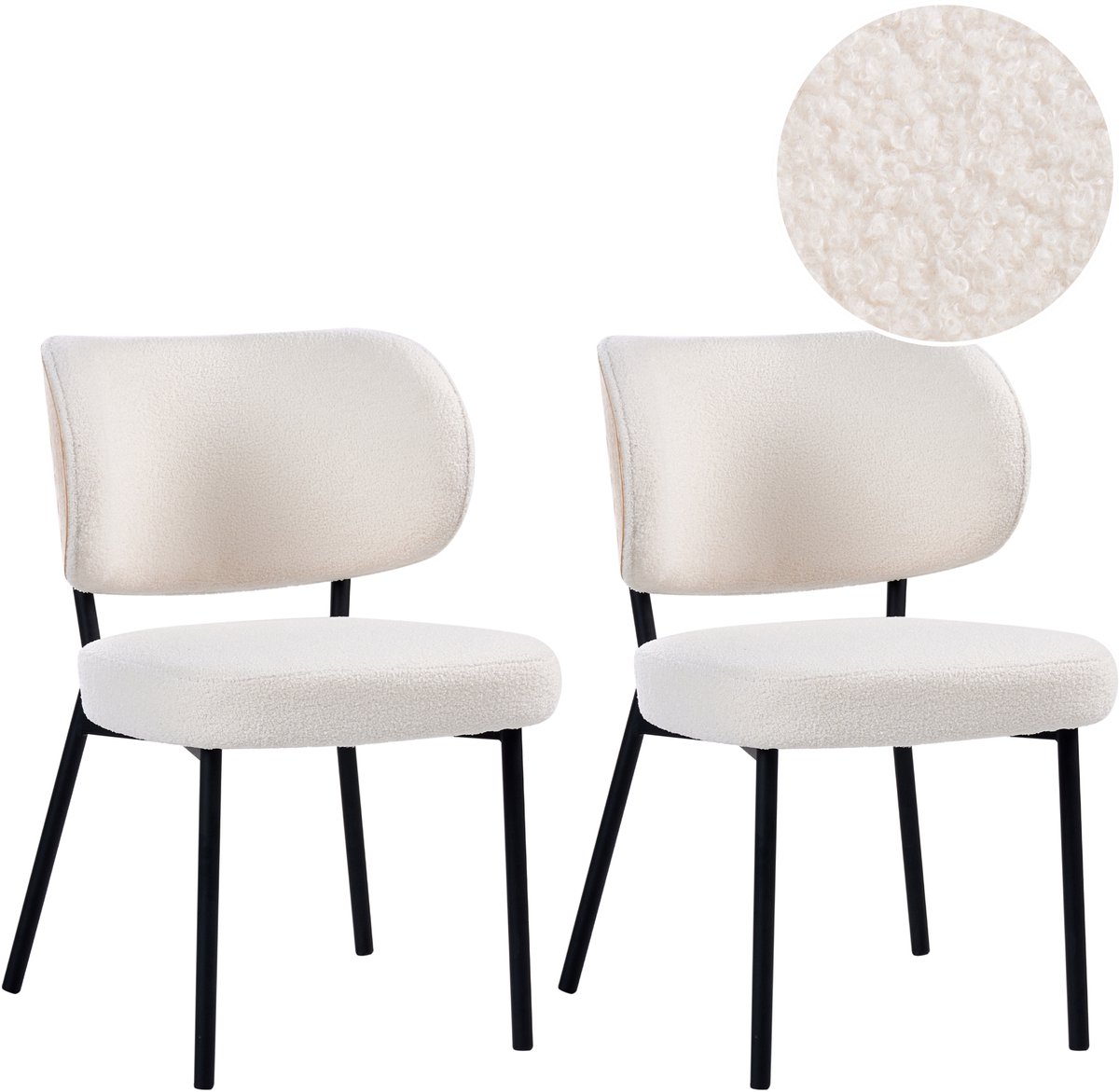 WONDER - Eetkamerstoel set van 2 - Off-white - Bouclé