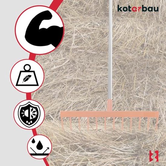 KOTARBAU® Bladhark, Tuinhark, Kunststof Bladhark, 51 cm, 12 Tanden, met Aluminium Steel, Lichtgewicht Hark, Ergonomisch Ontwerp, Bladbezem voor Tuin, Oranje & Zilwer van Merkloos	 — afbeelding 5
