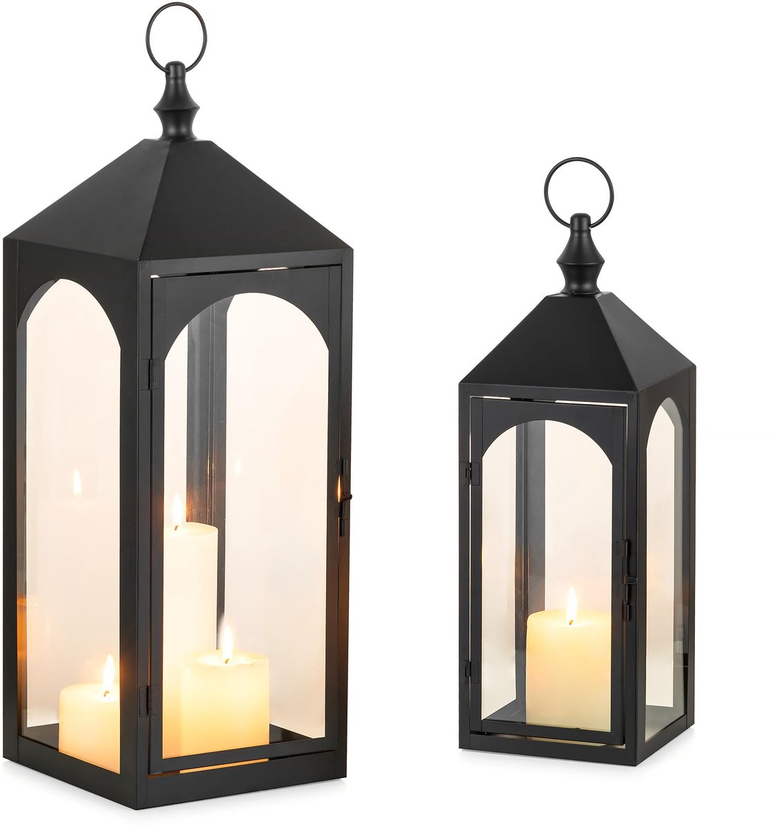 Laternen voor Buiten - Weerbestendig Windlicht - 2er Set 43/59 cm
