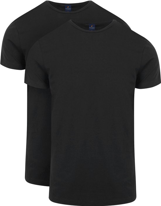 T-shirt approprié 2-Pack O-Neck Zwart - taille S