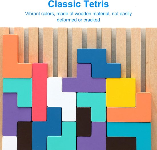 Houten Tetris Puzzel Stapelspel Educatief Montessori Speelgoed voor Kinderen vanaf 3 Jaar van Houten — afbeelding 2