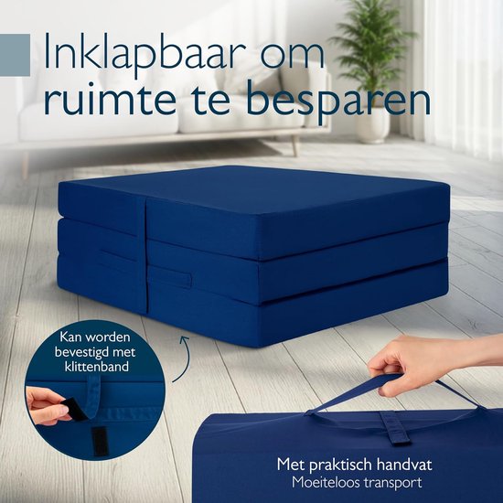 Opvouwbaar Logeerbed en Reismatras 120x195 cm Donkerblauw van Merkloos — afbeelding 2