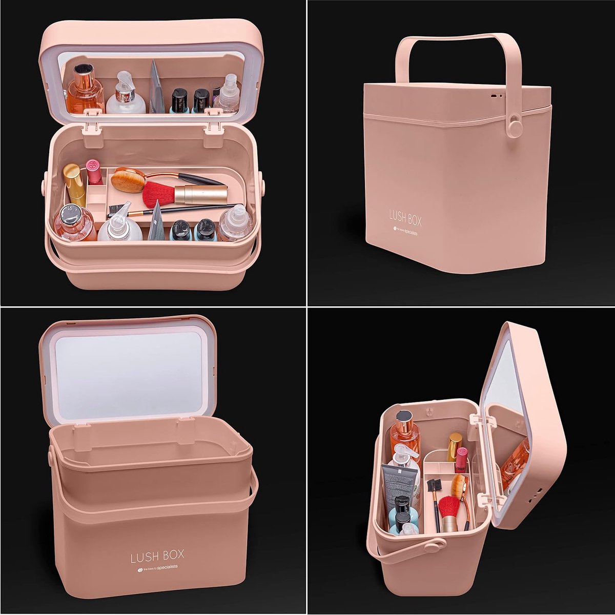 Grote Roze Make-up Koffer met LED Verlichte Spiegel - Draagbare Vanity Reiskoffer