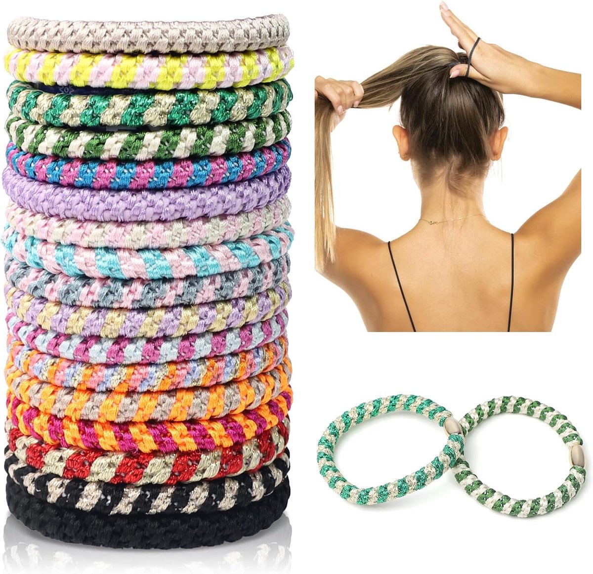 Haarelastieken 18 Stuks - Gemengde Kleuren - Stijlvolle Vlechtarmband - Perfect voor Middellang Haar - ShopVlot