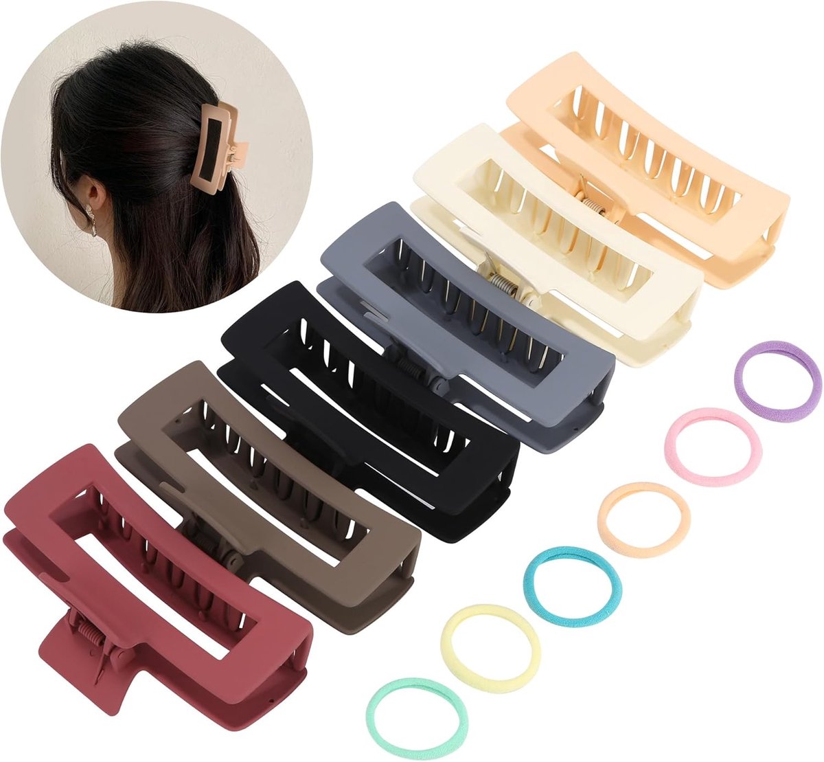 Grote Haar clip Set voor Dik Haar - 12cm Rechthoekig Antislip Haaraccessoires (6 Stuks)