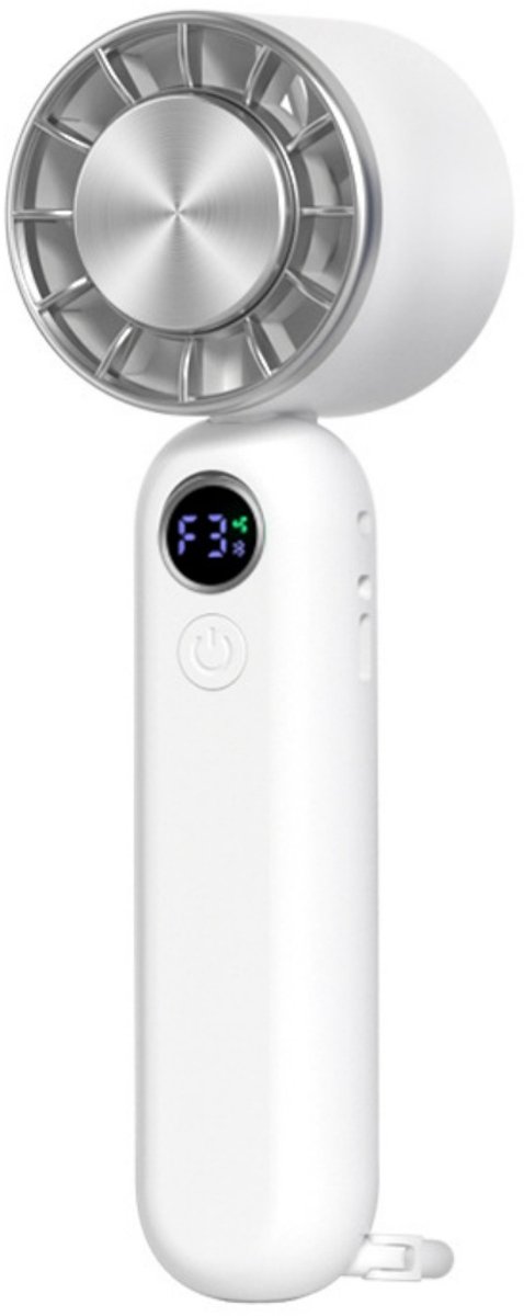 longziming -Draagbare Koelventilator - Oplaadbare Handventilator met Koelplaat – Mini USB Ventilator met Digitaal Display – 90° Opvouwbare Draagbare Ventilator 3000mAh voor Reizen, Outdoor en Zomer Koeling