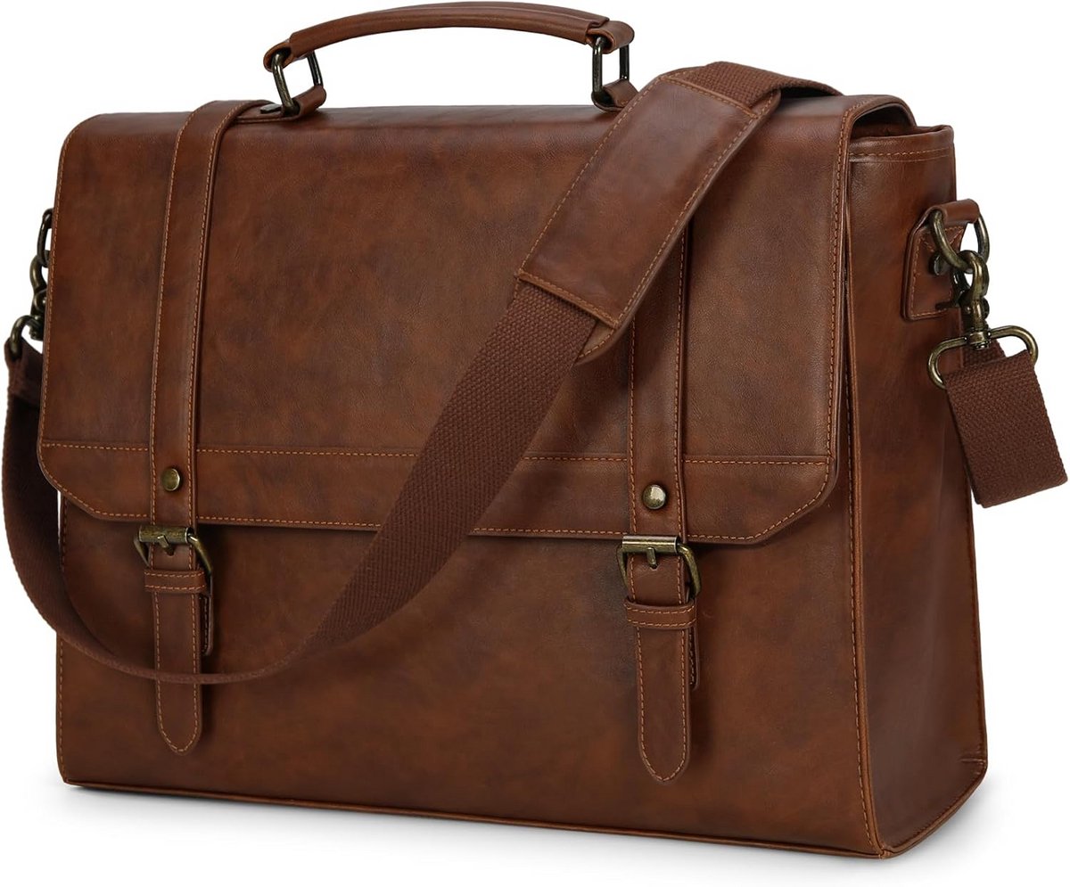 Waterdichte Laptoptas Heren 15.6 Inch Schoudertas Vintage Aktetas