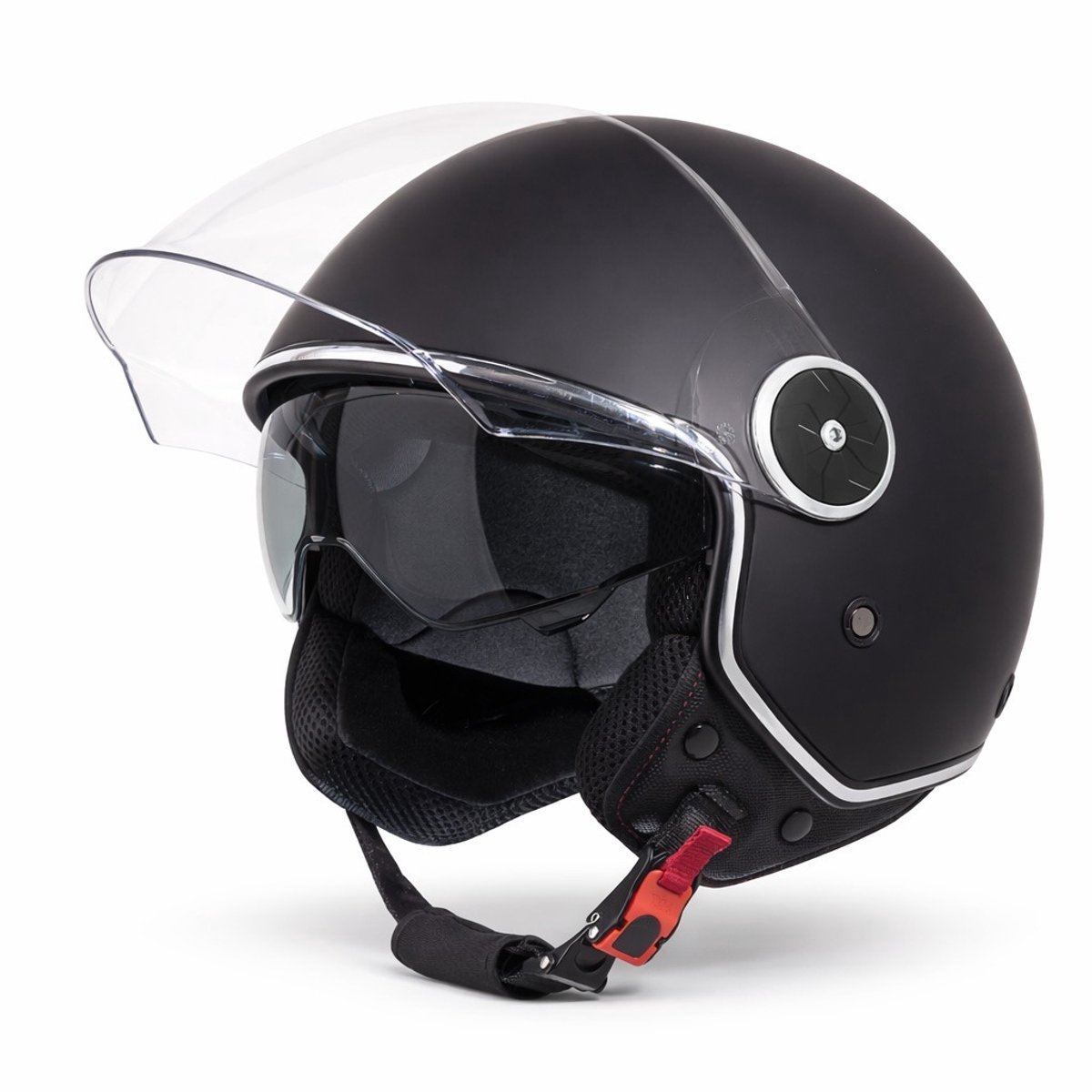 VINZ Tobia Scooterhelm / Motorhelm met Zonnevizier - Voor Heren & Dames - XS, S, M, L, XL & XXL - Mat Zwart - XS