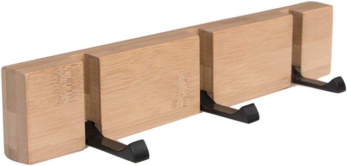 Houten Opklapbare Wandkapstok met Haken voor Jassen en Sjaals