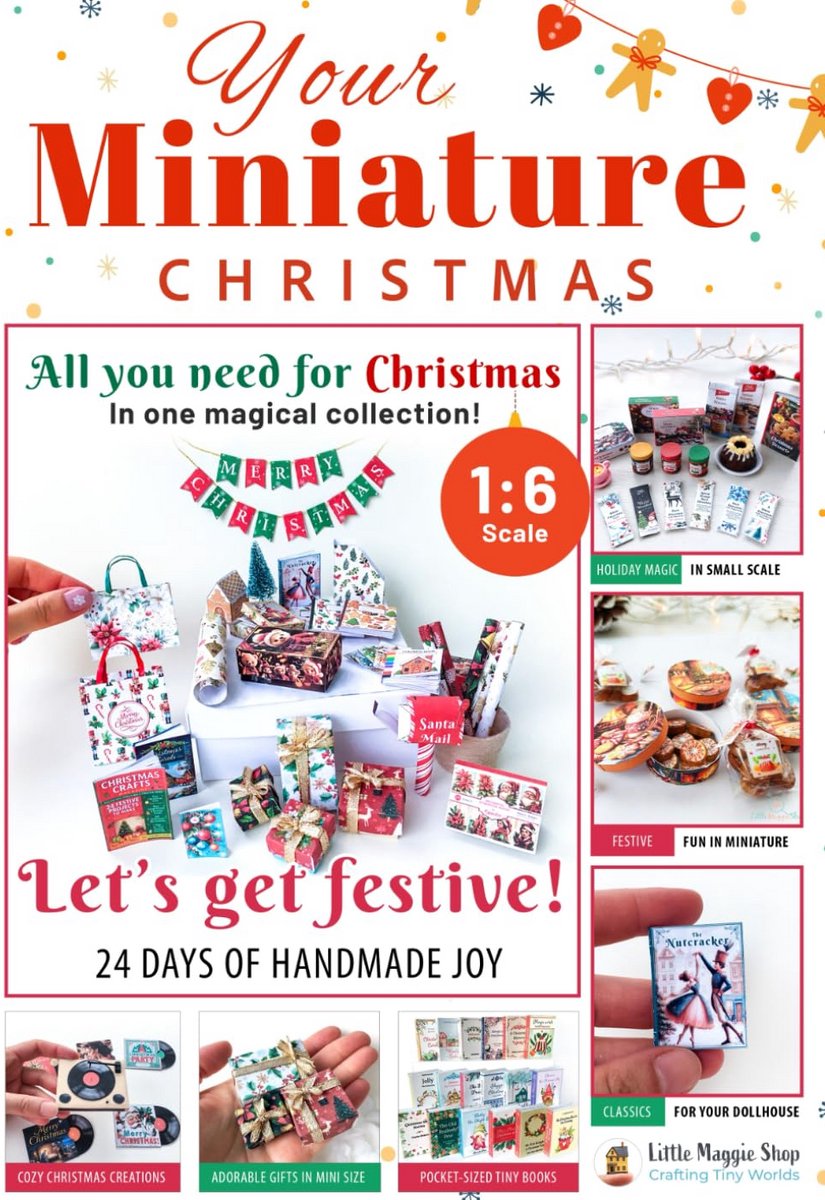 Miniatuur Kerstknutselboek: DIY Projecten op 1:6 Schaal voor Poppenhuizen