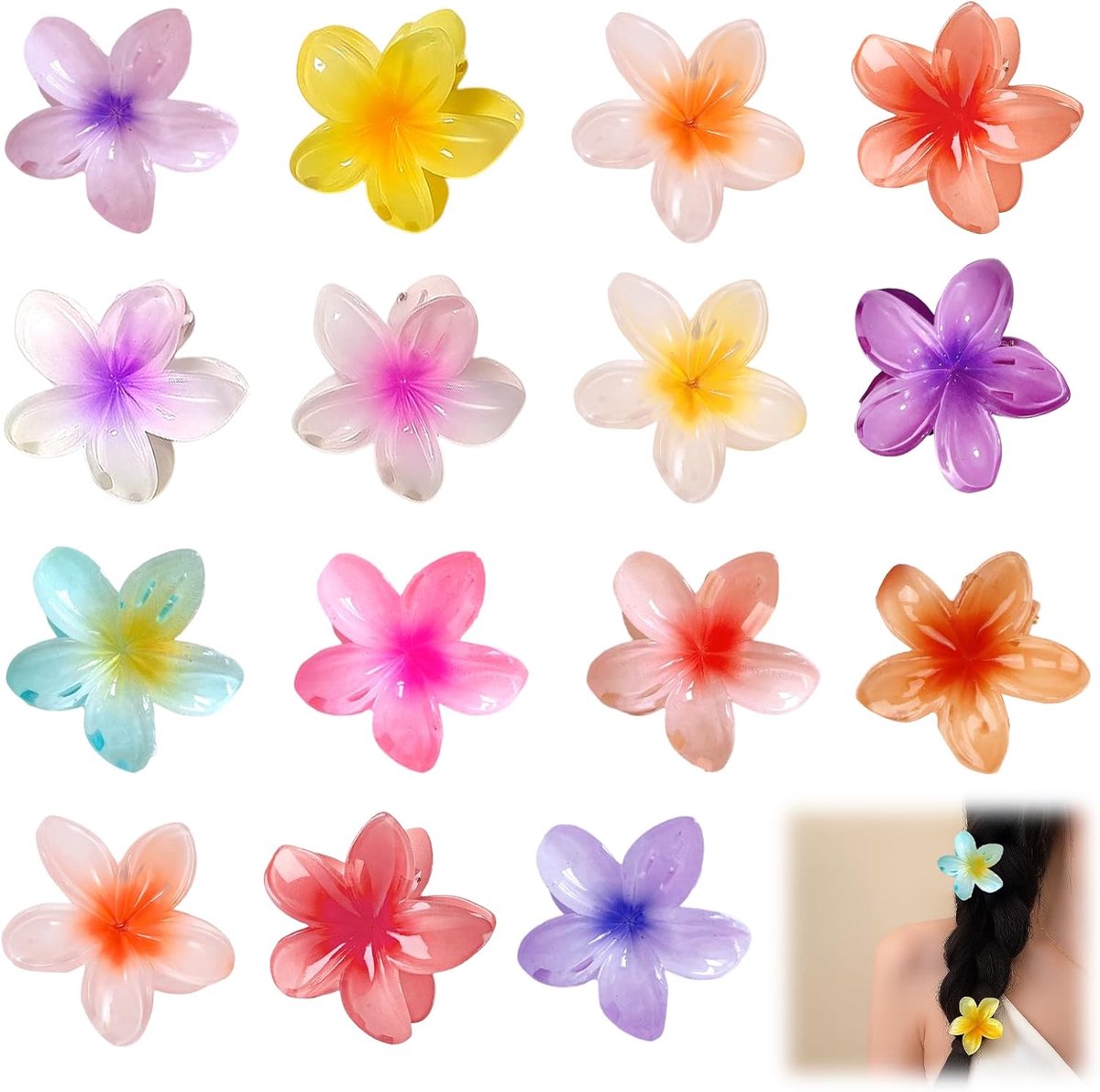 Set van 15 Mini Haarklemmen Bloem Vorm - Klemmen voor Dik of Fijn Haar