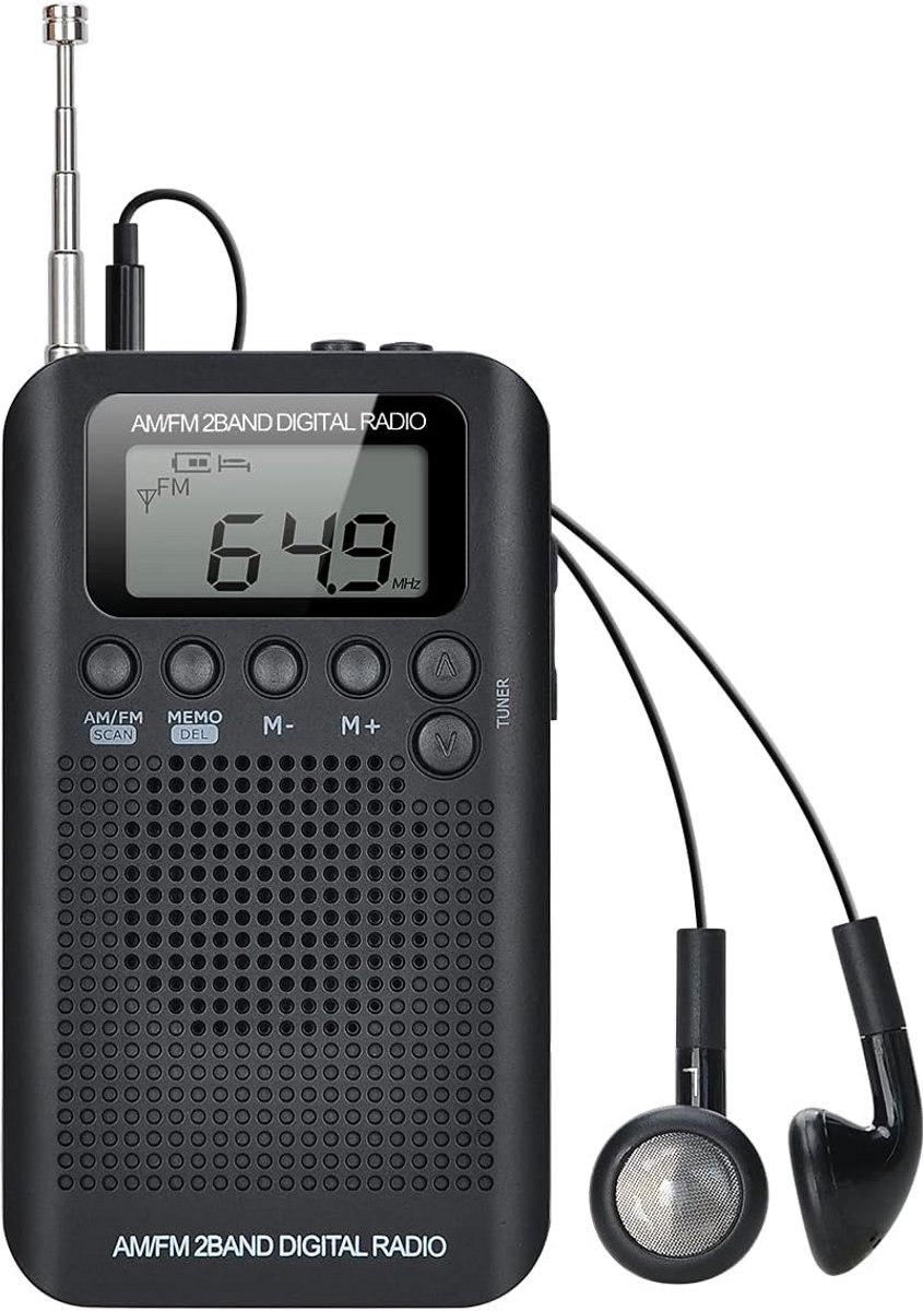 Draagbare Digitale AM/FM Radio met Wekker, Timer en Hoofdtelefoon