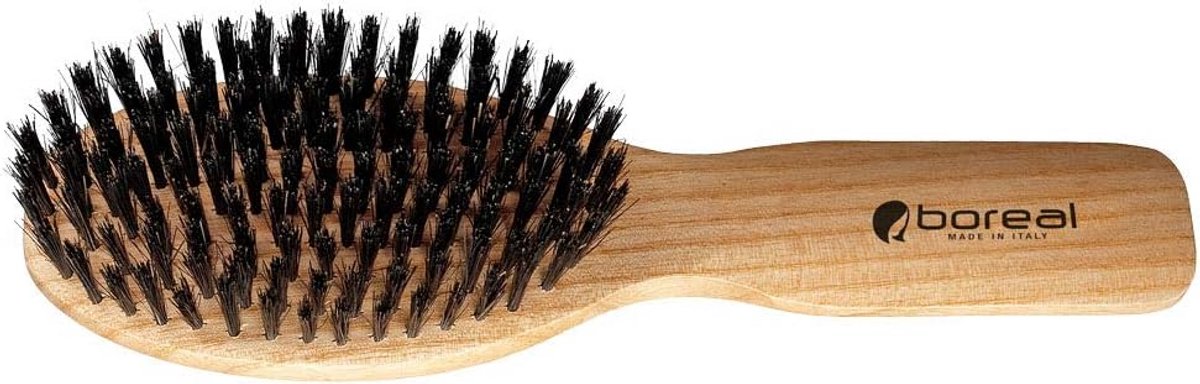 Houten borstel met natuurlijk zwijnenhaar voor glad en glanzend haar