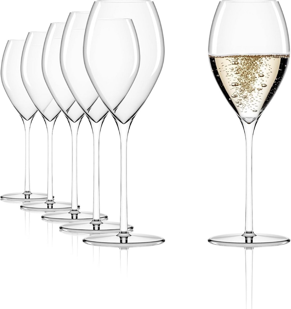 Luxe Champagneglazen Set van 6 - Elegante Kristallen Glazen voor Champagne & Prosecco - 425 ml - Vaatwasmachinebestendig
