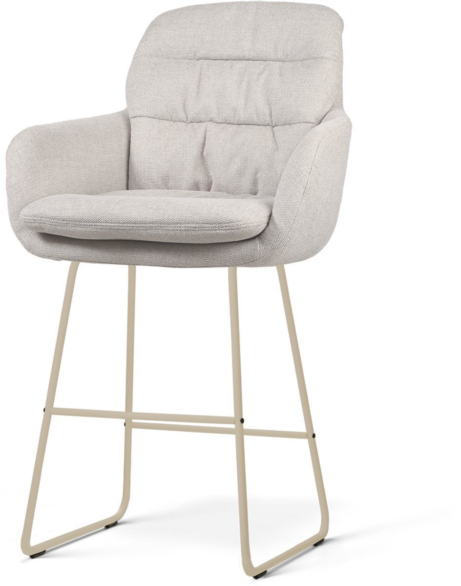 Nolon Nino-Mia Barkruk Beige - Beige Onderstel - 65 Cm - Modern - Barstoel - Stoffen - Crème - Armleuning
