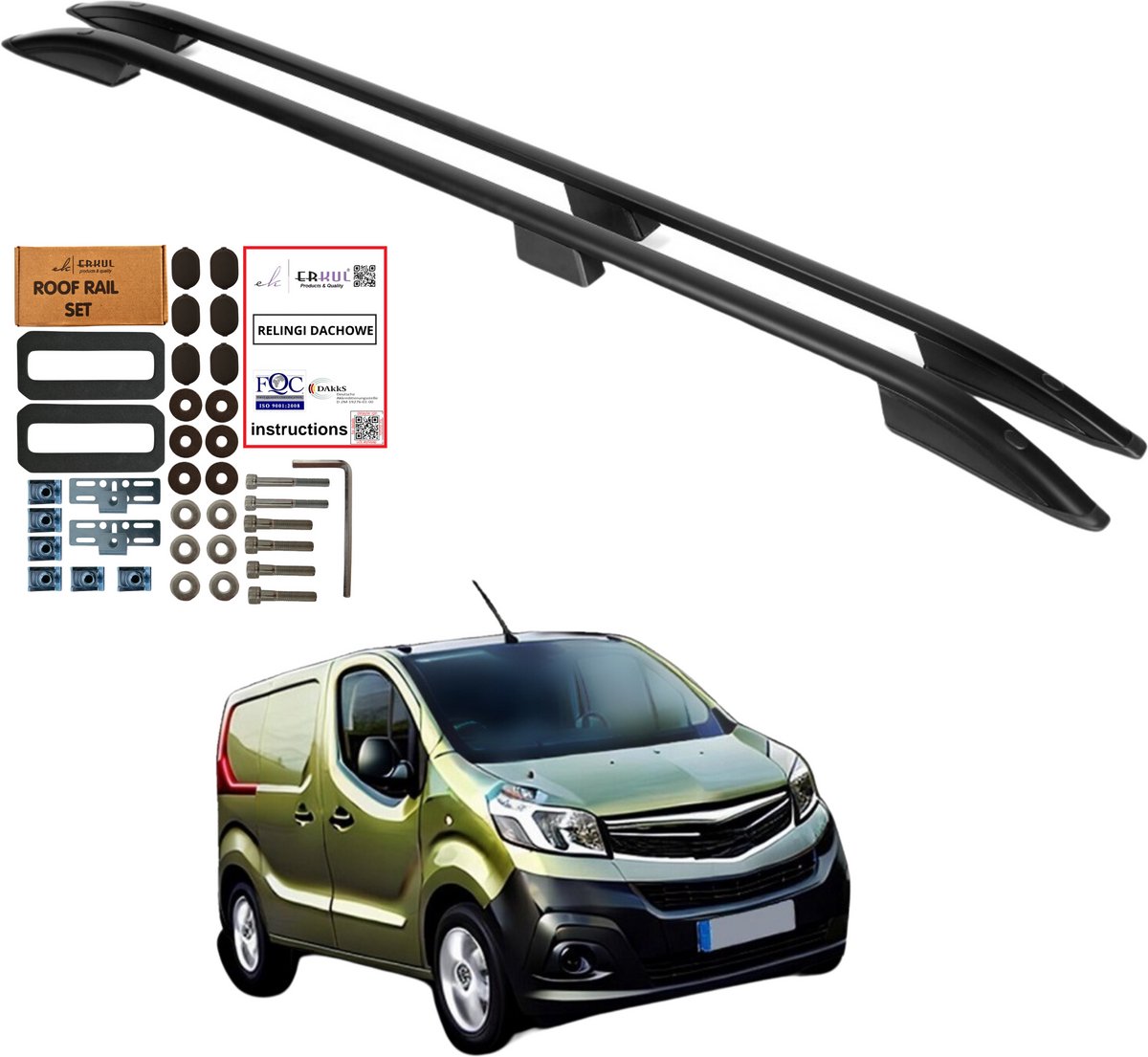 Dakrails OPEL VIVARO RENAULT TRAFIC FIAT TALENTO 2014- LANG ZWART