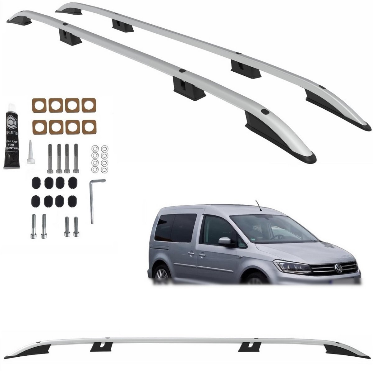 VOLKSWAGEN CADDY MAXI DAKRAILS van 2003 tot 2020 ZILVER