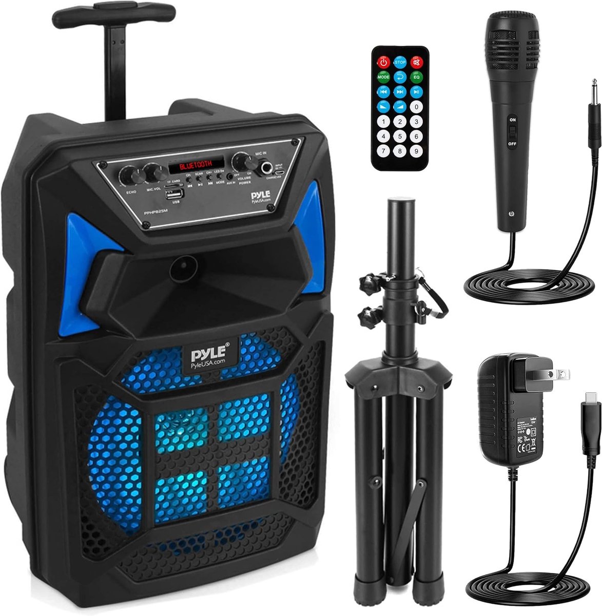 Draagbare PA Luidspreker met Licht & Microfoon – 400W Bluetooth Speaker met Wielen