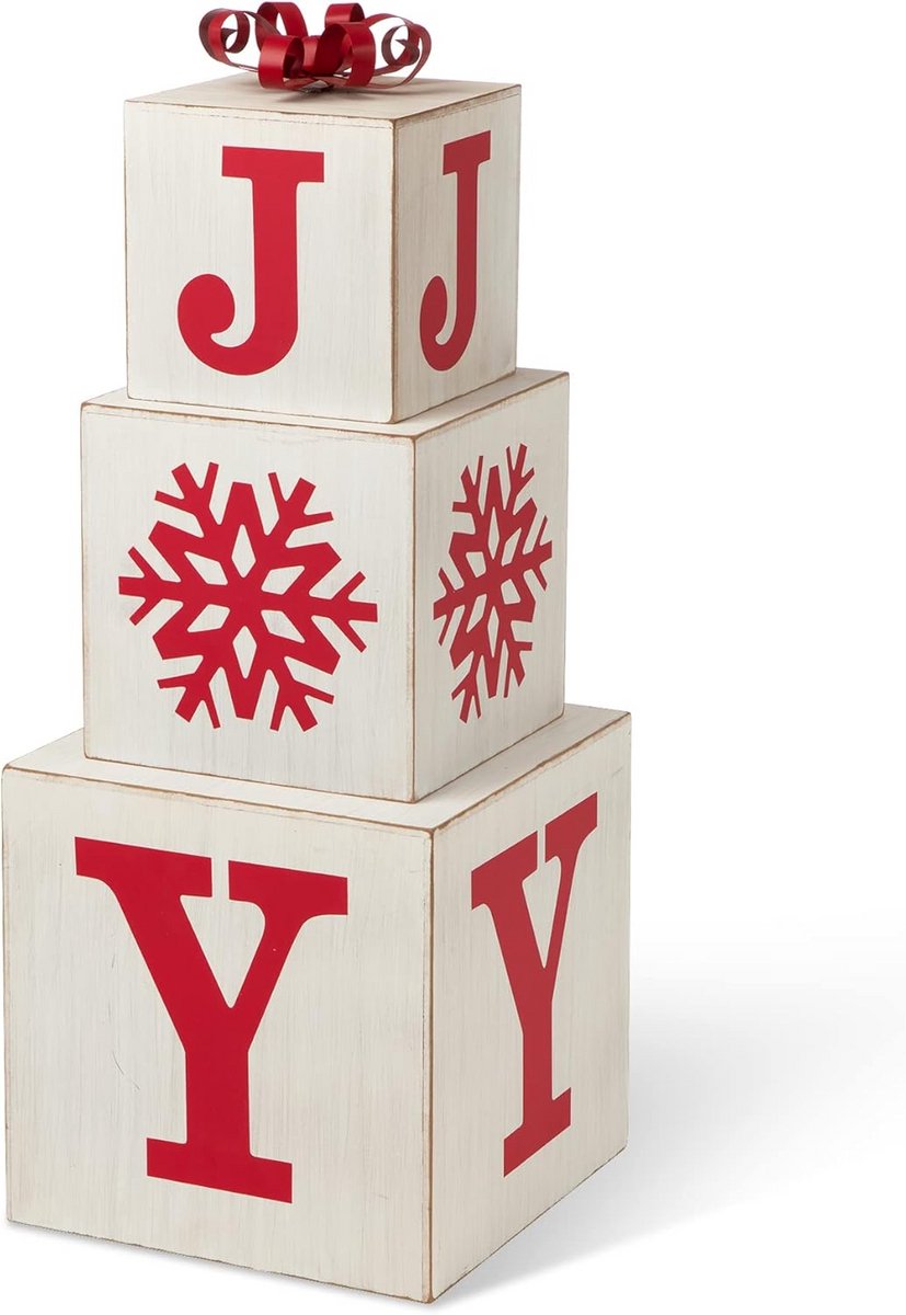 Houten Decoratieve Blokken Set met Tekst 'Joy' voor Veranda en Huisdecoratie