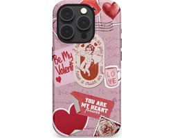 Casetastic hoesje geschikt voor Apple iPhone 15 Pro - MagSafe - Dubbellaagse bescherming - You are my Valentine - Hartje forever Roze Rood - Fashion Case - Lichtroze Lichtgrijs Lila Koraal