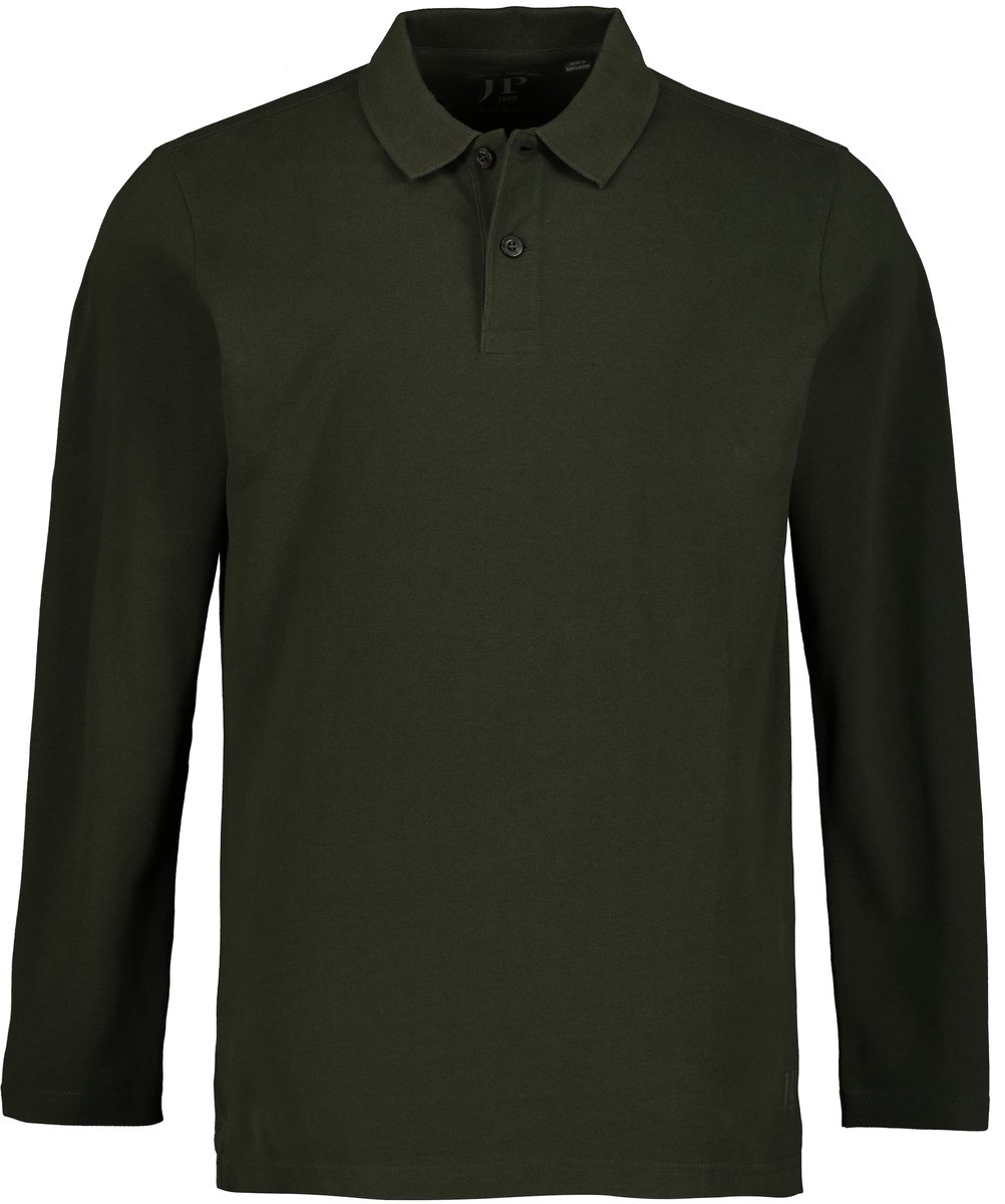 JP 1880 - Heren - Poloshirt basic lange mouwen piqué - Donkerolijf - Maat 6XL