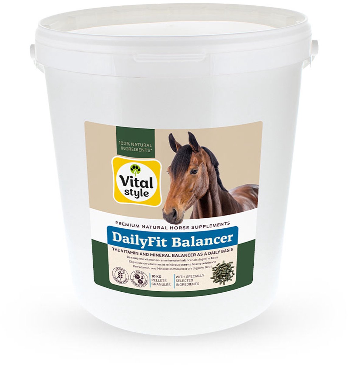 Vitalstyle DailyFit Balancer - Paarden Balancer - Brok - Vrij van Granen en Luzerne - Complete Vitaminen- en Mineralenbalancer als Dagelijks Basis - 10 kg