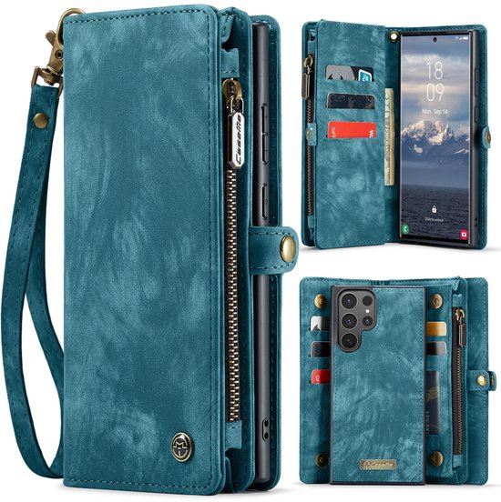 CaseMe Hoesje - Geschikt voor Samsung Galaxy S26 Ultra Hoesje - CaseMe 008 2-in-1 Book Case & Back Cover met Portemonnee - Blauw