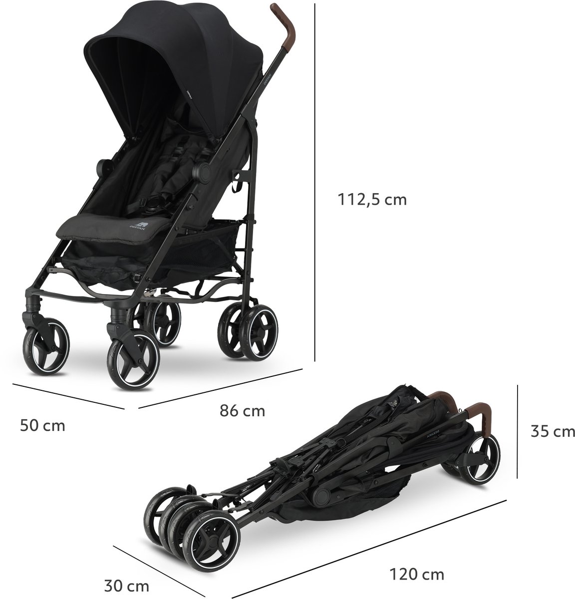 Deryan Bobbie Paraplu Buggy - Kinderbuggy tot 22kg - Zwart — cadeau in Cadeau-ideeën - foto 4