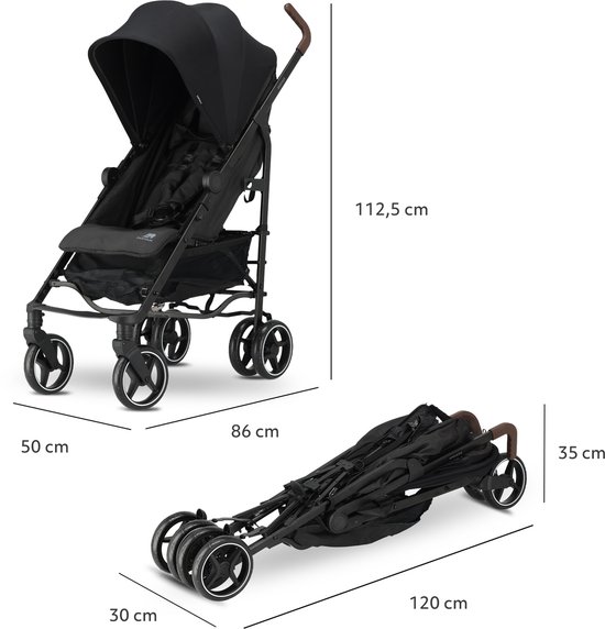 Deryan Bobbie Buggy - Paraplu Buggy - 5-Punts Gordel - Draagtas - Geschikt voor Kinderen tot 22 kg - Verstelbare rugleuning - Zwart van Merkloos — afbeelding 4