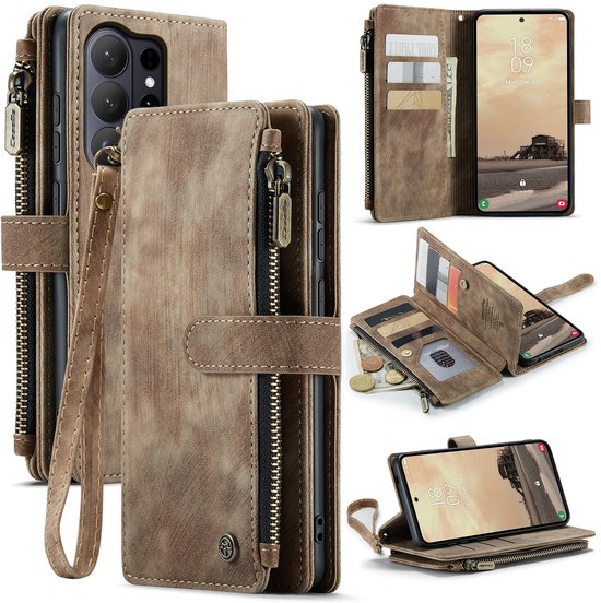 Étui CaseMe - Compatible avec Samsung Galaxy S26 Ultra Hoesje - CaseMe C30 Book Case avec Portefeuille - Marron