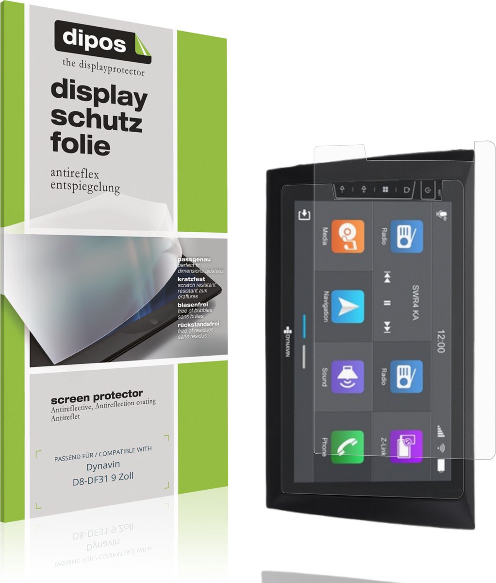 dipos – 2x Matte Beschermfolie geschikt voor Dynavin D8-DF31 9 Zoll | Krasbestendige & antireflecterende Screenprotector Ultra-Thin