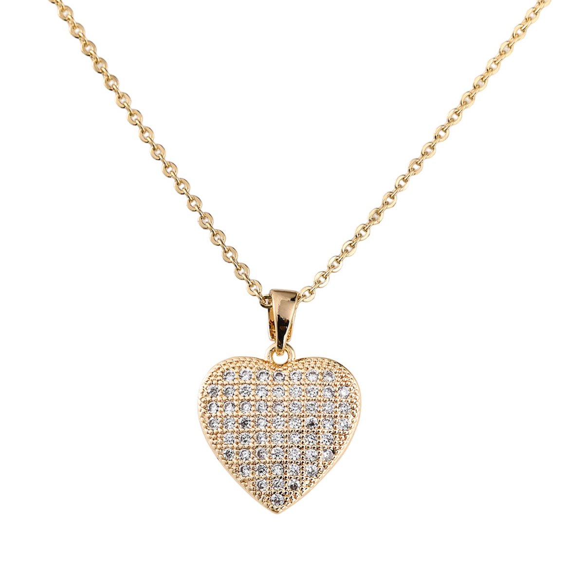 Decopatent - Halsketting Ketting Dames met Hart - Harten Schakelketting Verstelbaar van 40 tot 45 Cm - Nikkelvrij - Kettingen met bedel hanger vrouw - Elegant Cadeau - Goudkleurig