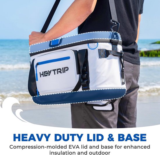 Large Soft Koeltas met Stijve Deksel & Bodem - 46 Liter Isolatie Koelbox voor Picknick, Kamperen & Strand - Draagtas met Schouderriem & Waterdichte Rits — afbeelding 3