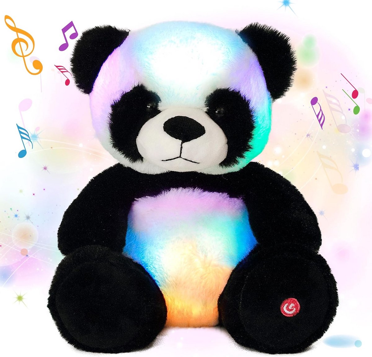 Musical Plush Panda Stuffed Animal Soft Glowing LED Light Up Night Light Toy Singing Lullabies Birthday Christmas Plush Gifts for Kids Boys Girls, 25cm
