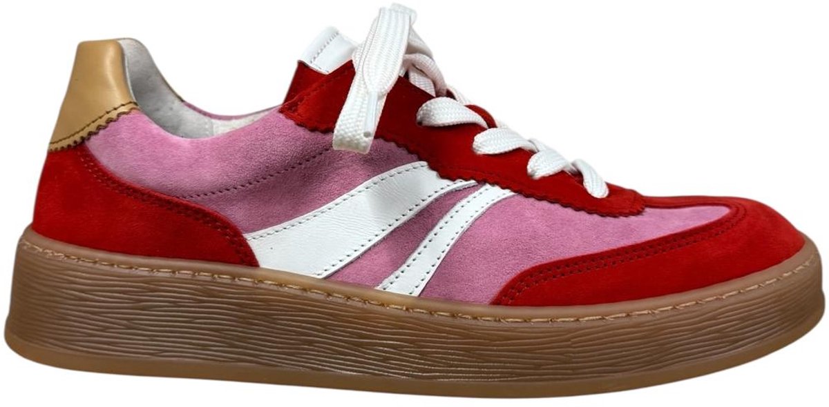 Gabor-art-86.475 48-sneaker-dames-roze-rood-nubuck