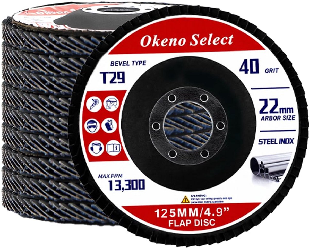 10x Lamellenschijven/Waaierschijven 125mm Korrel 40 voor Metaal en Staal
