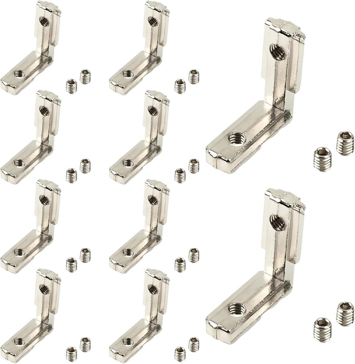 10x Binnenhoekverbinder 2020 voor Aluminium Profielen met T-Groef – Zinklegering Hoekverbinding