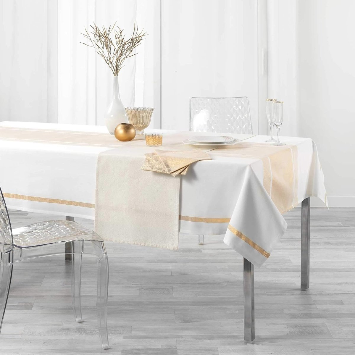 Tafelloper 40 x 140 cm - Luxe Katoen met Glanzende Afwerking - Goud