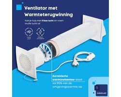 Decentrale Warmteterugwinning Unit (WTW) 125mm met Schroefstekker