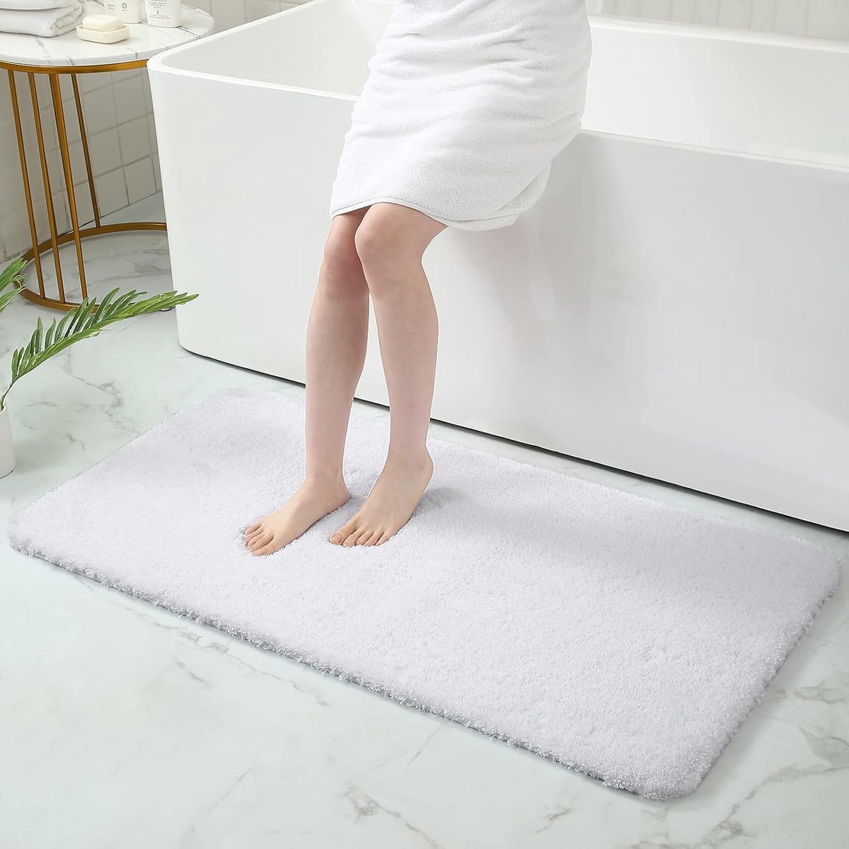 Badkamertapijt met Anti-Slip Latex Coating, Microvezel Badmat, Hoogpolig en Zachte Badklee