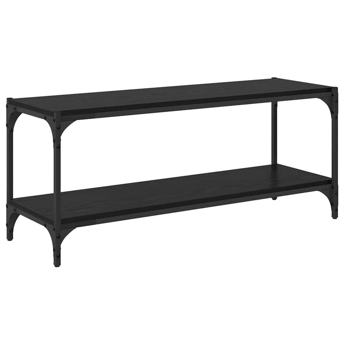 vidaXL TV - Kast - Zwart - Eiken - 100 - x - 33 - x - 41 - cm - Geengineerd - Hout - en - IJzer Zwart eiken