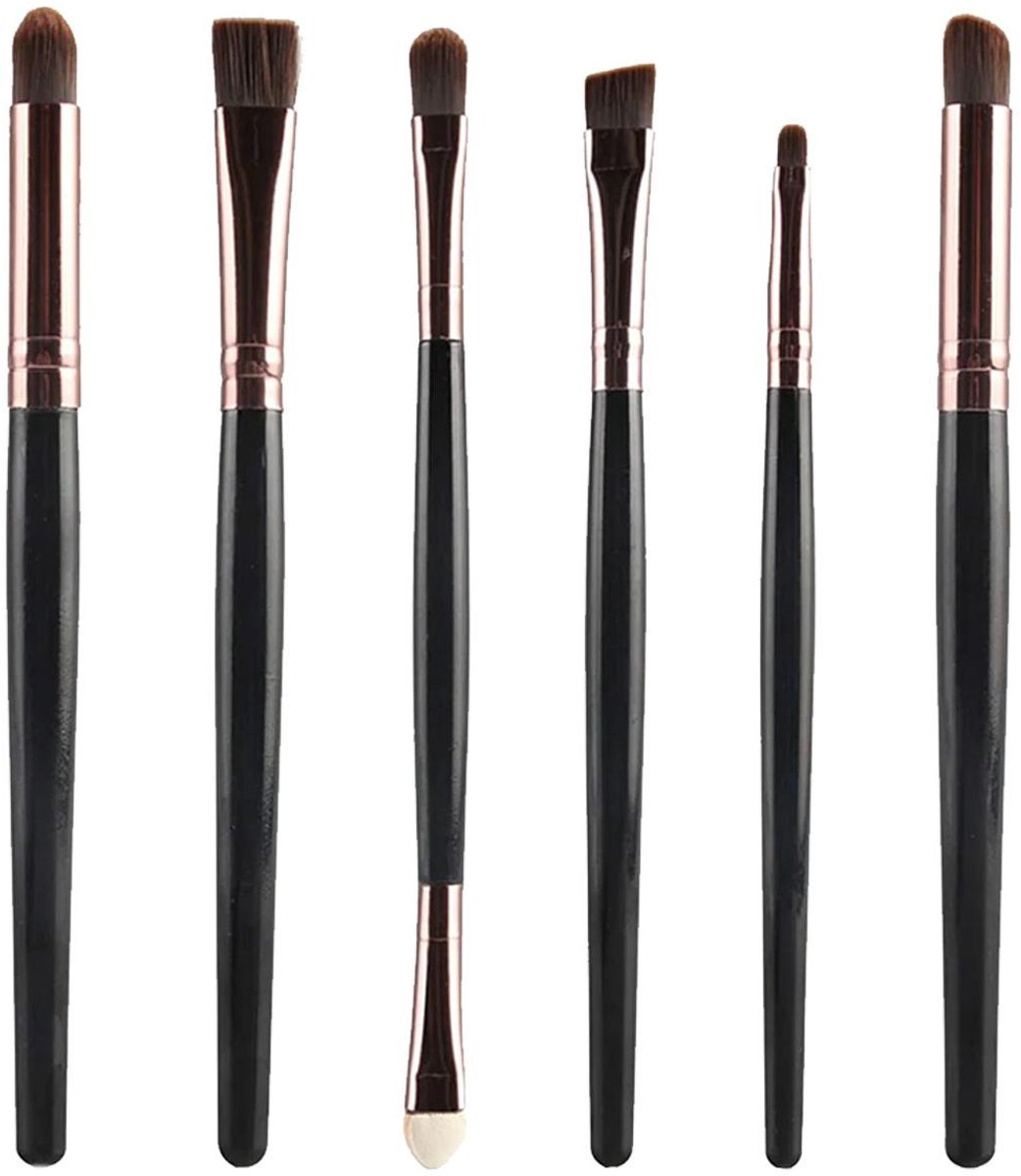 Make-upkwast – Oogmake-upkwast – Zachte synthetische haren blendset – 6 stuks – Zwart