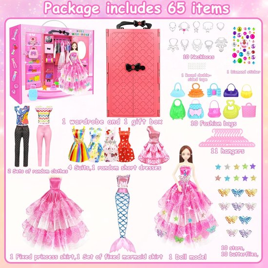 76-delige Set Poppenkleding en Accessoires met Kleerhanger voor 11,5 Inch Pop van Merkloos — afbeelding 4