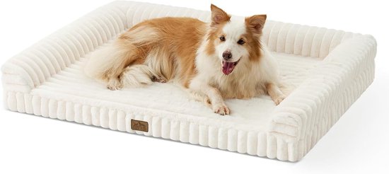 Orthopedisch Hondenbed Extra Groot 110x80cm - Wasbare Hondenmand met Kunstbont en Corduroy