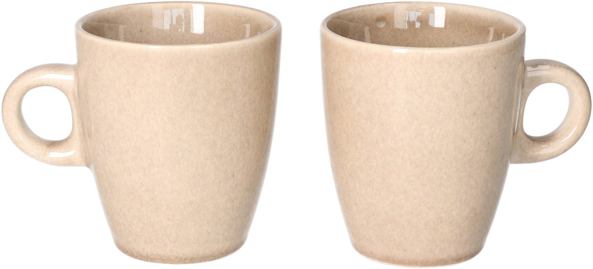 Siaki Koffiemok / theemok Faye - beige - set 2x - 220 ml - mokken - kerammiek - tas